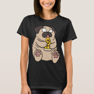 Camiseta Gordo perro pug comiendo pizza estilo cómico diver