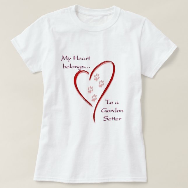 Camiseta Gordon Setter Heart pertenece (Diseño del anverso)