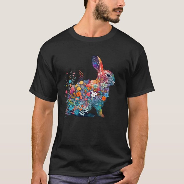 Camiseta Gorgeous Floral Easter Bunny Spring Flower Rabbit  (Anverso)