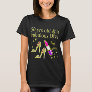 CAMISETA GORGEOUS GOLD 50TH BIRTHDAY DIVA DISEÑN