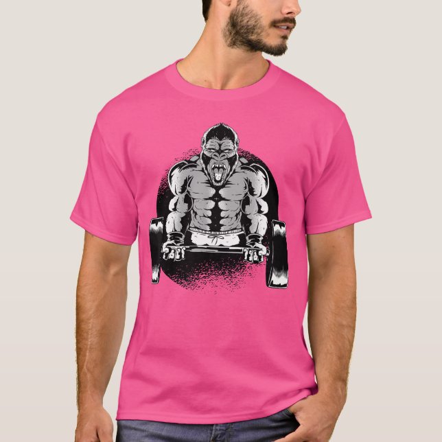 Camiseta Gorila Bodybuilding Barbell Monkey Monkey Entrenad (Anverso)