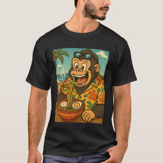 Camiseta Gorila comiendo fideos Ramen gafas de sol japonés