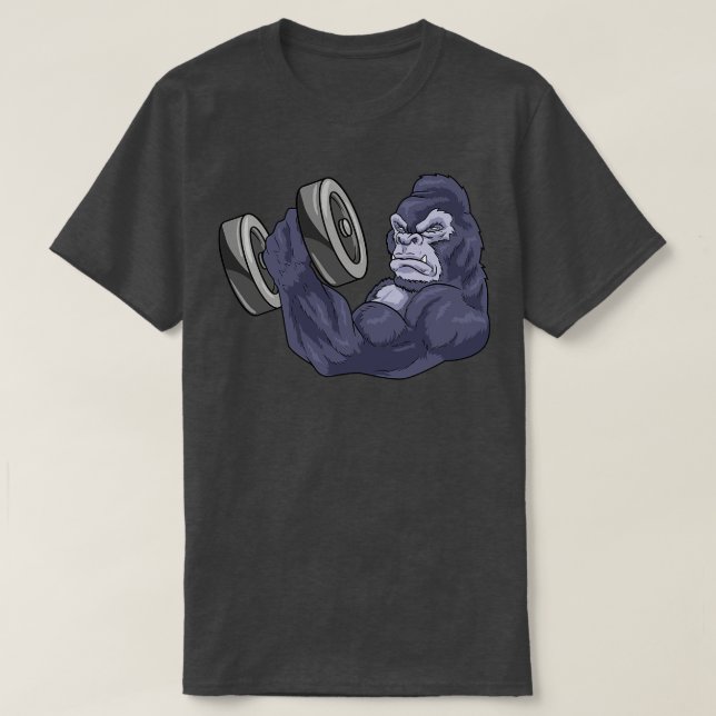 Camiseta Gorila Como Constructor De Cuerpos Con Barbell (Diseño del anverso)