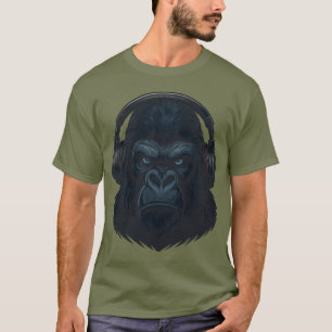 Camiseta Gorila con Auriculares — Apasionado de la Música 