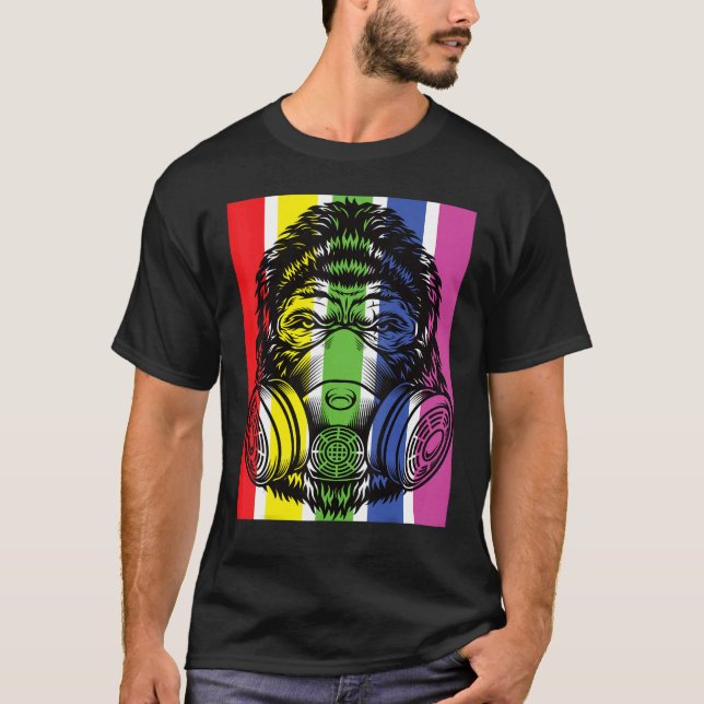 Camiseta Gorila con máscara de gas Graffiti del rociador ar (Anverso)