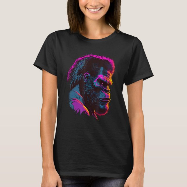 Camiseta Gorila de arte de sinthwave Glitch (Anverso)