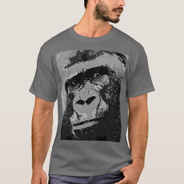 Camiseta Gorila de arte pop Gris oscuro (Anverso)