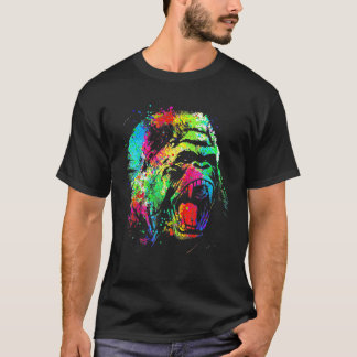 Camiseta Gorila de color desordenado aguijón arcoiris Gori