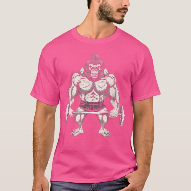 Camiseta Gorila De Gimnasio Con Bar Barbell (Anverso)