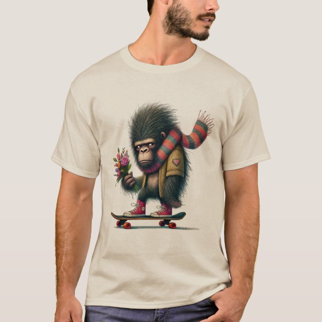 Camiseta Gorila en monopatín humorístico (Anverso)