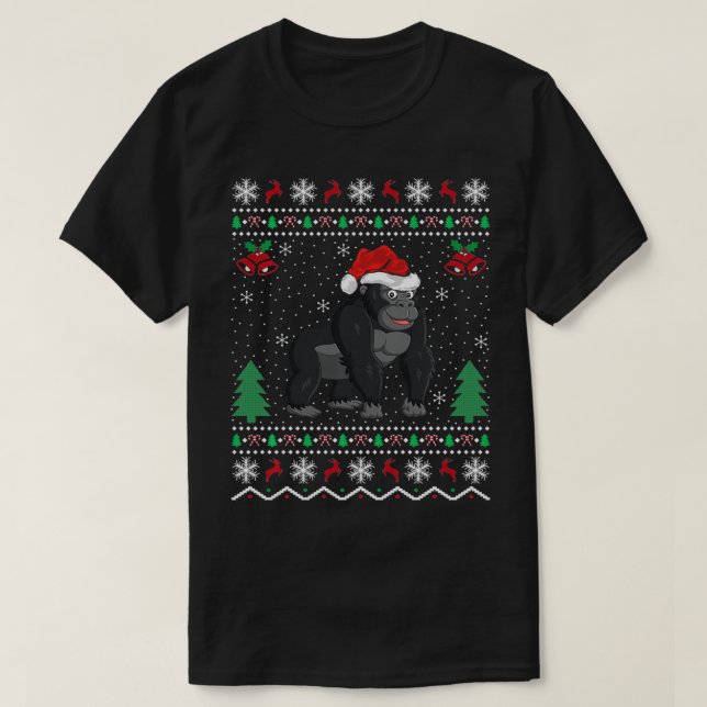 Camiseta Gorila Feo Gorila del animal amante de la Navidad (Diseño del anverso)