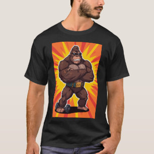 Camiseta Gorila Fisicoculturista Levantador de Pesas Arte P