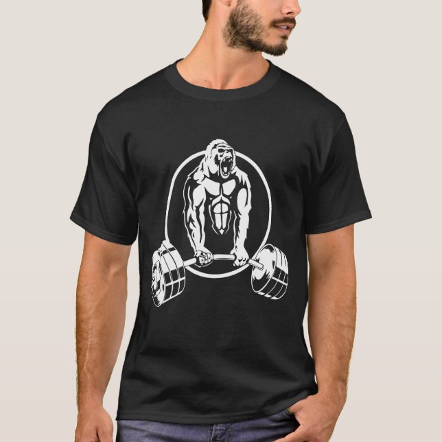 Camiseta Gorila Fuerza Levantador de peso Gimnasio Generado (Anverso)