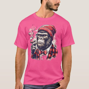 Camiseta Gorila Fumador de Cigarro Hipster Mono Simio Para