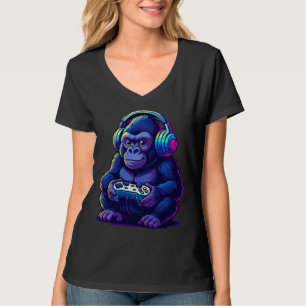 Camiseta Gorila Gamer con Auriculares — Vibraciones de Jueg