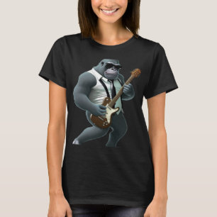 Camiseta Gorila Jugando Guitarra Eléctrica Animal Monkey Gu