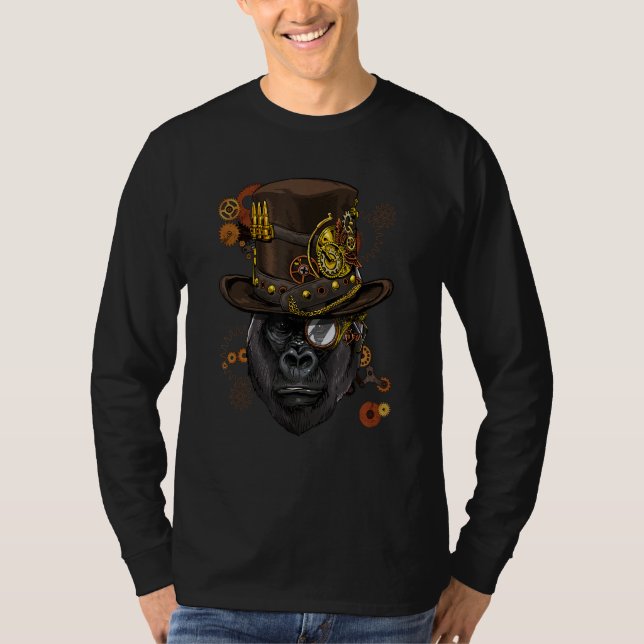 Camiseta Gorila Mono Simio Mecánico Ani Gótico Steampunk (Anverso)