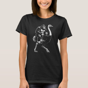 Camiseta Gorila montando un Ilustracion de avestruz