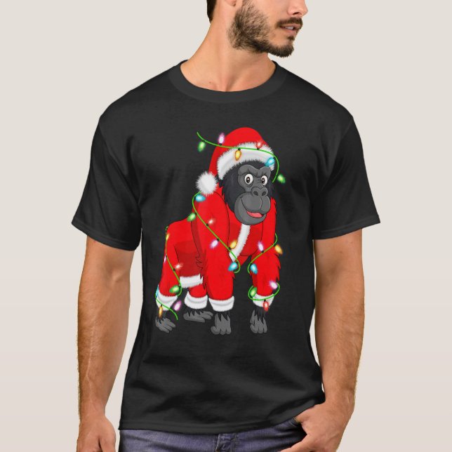 Camiseta Gorila Navidad iluminando a Navidades de Santa Gor (Anverso)