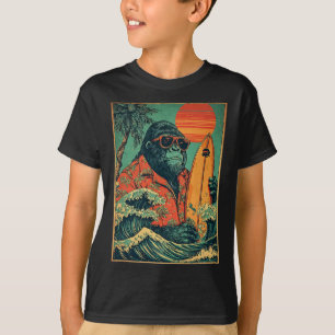 Camiseta Gorila Retro Surfista Animal Hawaiano Playa Surf