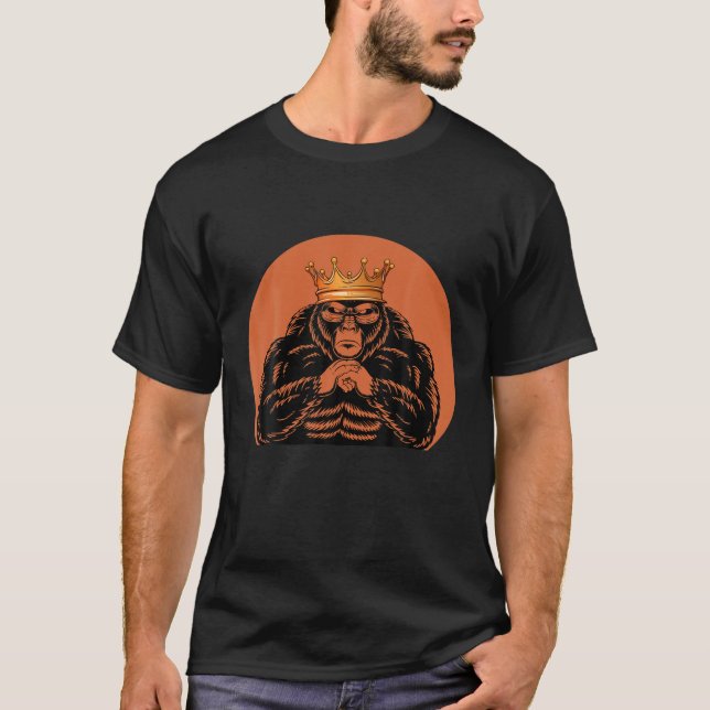 Camiseta Gorila Rey Crown Funny Mono de Vida Silvestre Ape  (Anverso)