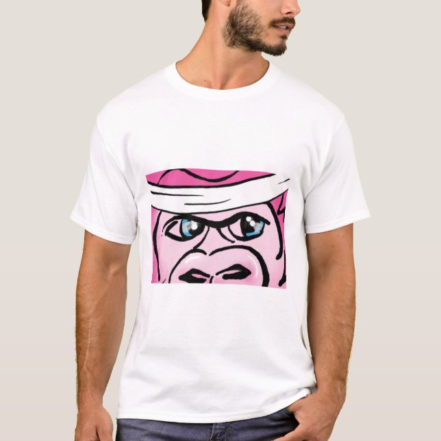 Camiseta Gorila rosa con banda dulce (Anverso)