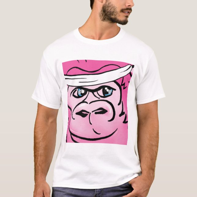 Camiseta Gorila rosado con la muñequera (Anverso)