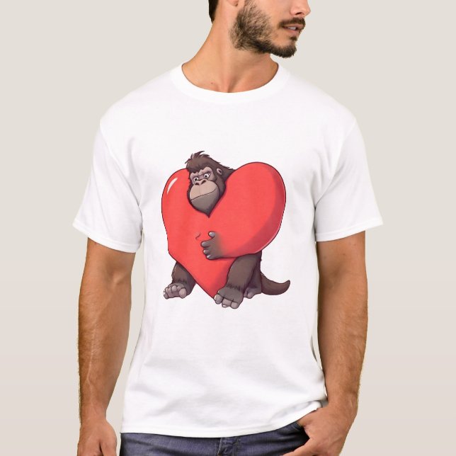 Camiseta Gorila Sorprendido con Corazón Gigante (Anverso)