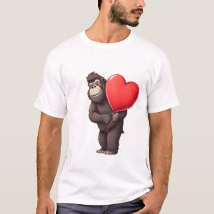 Camiseta Gorila Tímido con Globo de Corazón