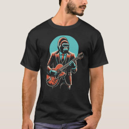 Camiseta gorila toca en un regalo de guitarra