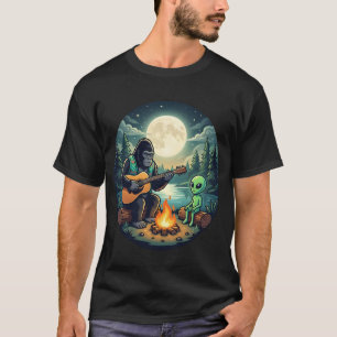 Camiseta Gorila tocando la guitarra con un alienígena