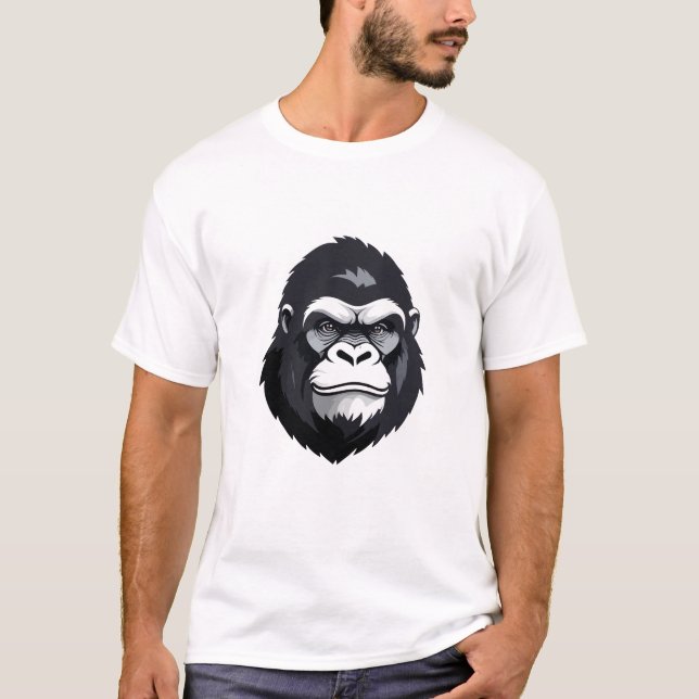 Camiseta Gorila Vector Arte Animal Gráfico urbano moderno (Anverso)