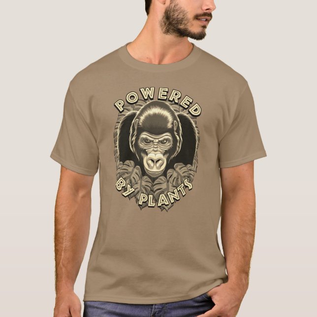 Camiseta Gorila Vegan - Alimentado Por Cita De Plantas (Anverso)