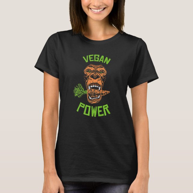 Camiseta Gorila Vegano Poderoso Con Zanahoria (Anverso)