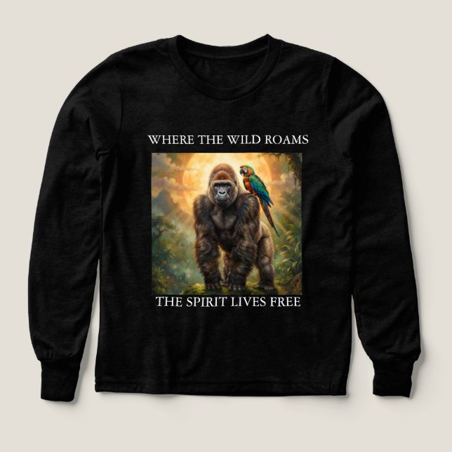 Camiseta Gorila y Loro Espíritu Salvaje (Diseño frontal)