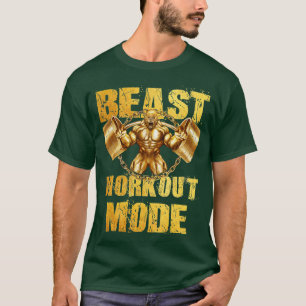 Camiseta Gorilla Beast Workout Mode Gold Lifting Weights Gy
