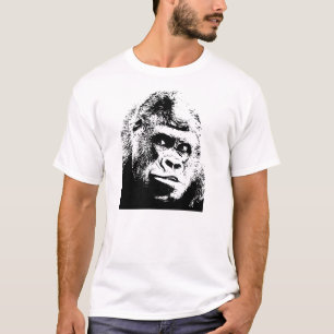 Camiseta Gorilla de arte pop blanco negro