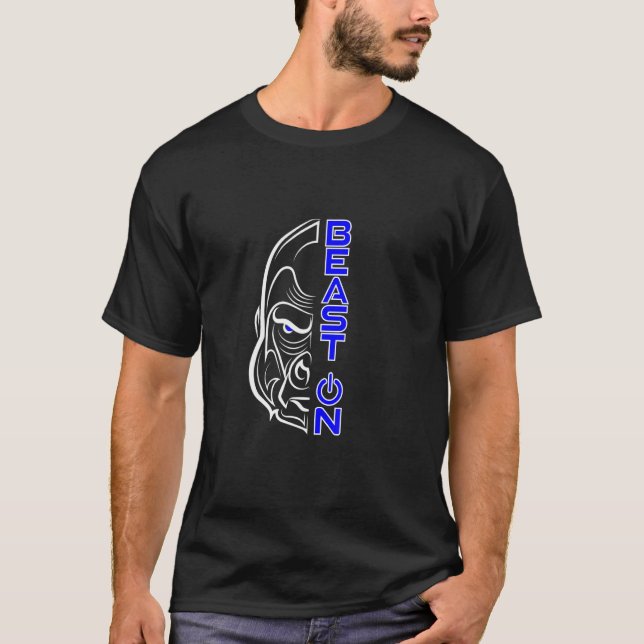 Camiseta Gorilla Head Beast On Blue Gym Fitness Training Bo (Anverso)