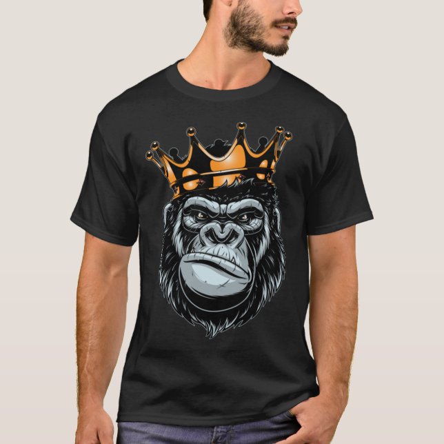 Camiseta Gorilla King - Alpha - Divertido simio - Vida silv (Anverso)