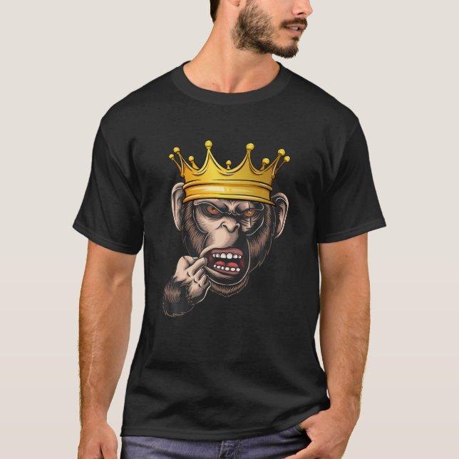 Camiseta Gorilla King Crown Ape Gang Wildlife Funny Monkey (Anverso)