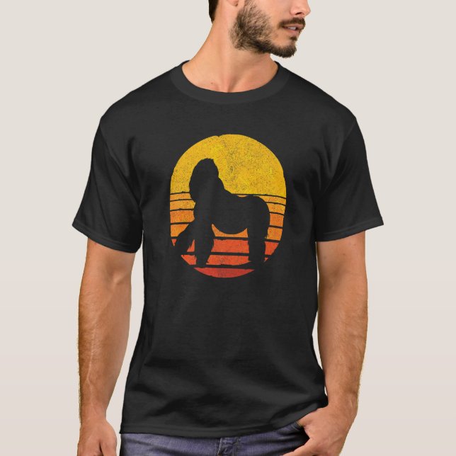 Camiseta Gorilla Mona Animal Retro Sunset Gorilla (Anverso)