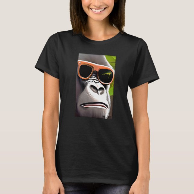 Camiseta Gorilla Monkey Gafas de sol Animales de vida silve (Anverso)