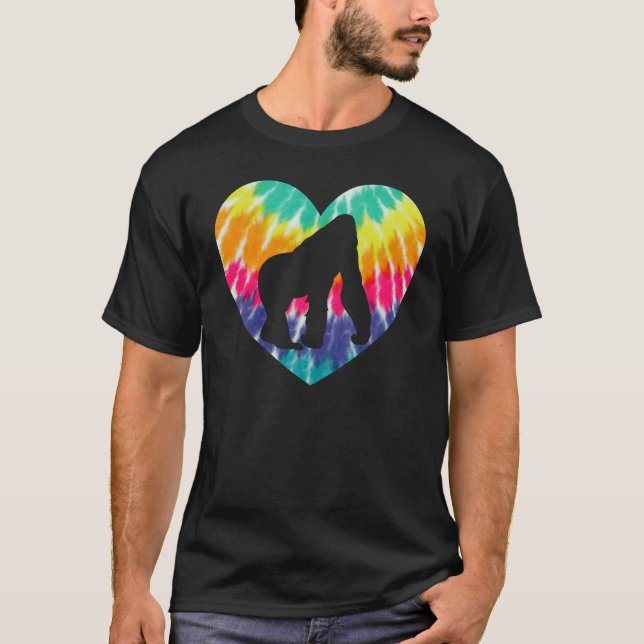 Camiseta Gorilla Monkey Heart With Tie dye Print For Monkey (Anverso)