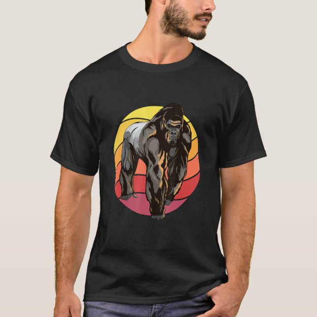 Camiseta Gorilla Retro Sunset Apes Gorillas (Anverso)