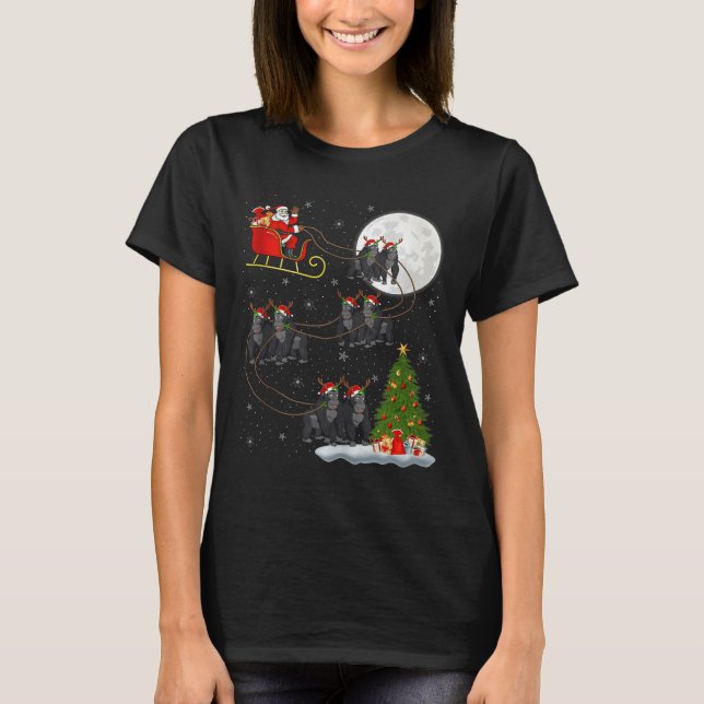 Camiseta Gorilla Santa Sleigh Flying Funny Magical Christma (Anverso)
