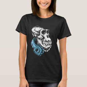 Camiseta Gorilla Skull Auriculares Halloween Huesos Hombres