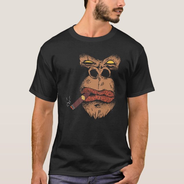 Camiseta Gorilla Smoking Cigar - Funny Cigar Smoker (Anverso)