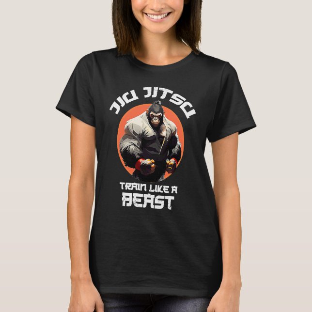 Camiseta Gorilla Train like a Beast Jiu Jitsu BJJ Grappling (Anverso)