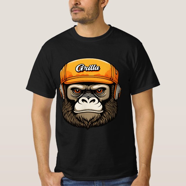 Camiseta Gorilla wearing headphones fun (Anverso)
