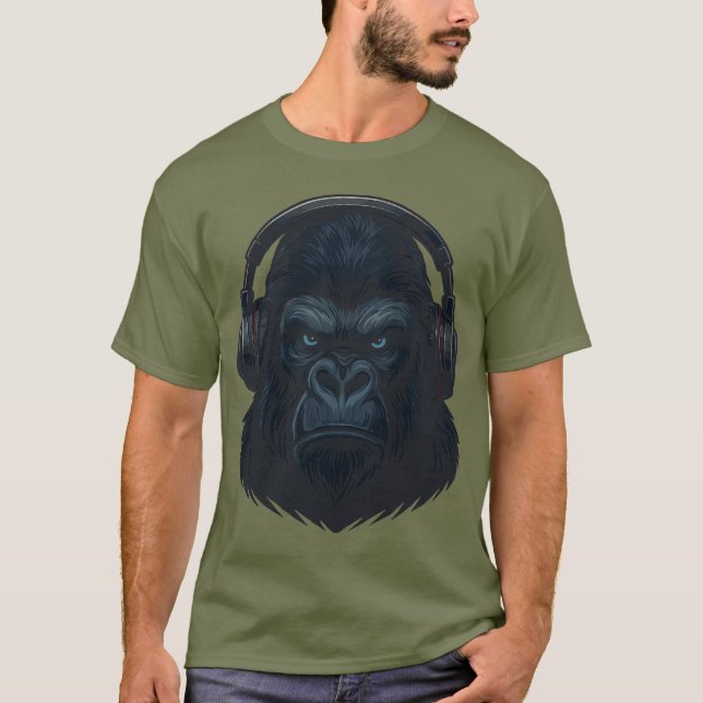 Camiseta Gorilla with Headphones — Fierce Music Lover  (Anverso)